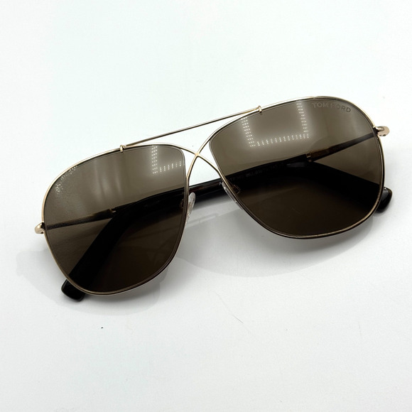 Tom Ford Sunglasses April TF393 28J Gold Aviator Oversized Roviex Lens 61-10-145 main image 8